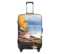 MMSJSBVY Housse de bagage élastique style art folklorique mexicain bohème - Résistant à la poussière et aux rayures pour bagages de 45,7 à 81,3 cm, Lake with Boats Canoës Park, XL