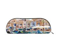 MMSJSBVY Jolie trousse à crayons en cuir rose et doré - Organiseur demi-rond avec fermeture éclair pour stylos, cosmétiques et voyage, Côte de Malte, Taille unique, Cartable