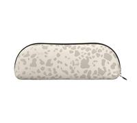 MMSJSBVY Lying Tiger Trousse à crayons en cuir - Organiseur demi-rond avec fermeture éclair pour stylos, cosmétiques et voyage, Motif léopard marron, Taille unique, Cartable