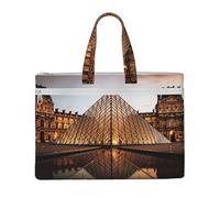 MMSJSBVY Macaron Biscuit Pâtisseries Élégant Sac à documents en toile Sac fourre-tout grande capacité avec deux poches zippées pour les trajets et les études, Musée Louvre à Paris, Taille unique