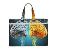 MMSJSBVY Macaron Biscuit Pâtisseries Élégant Sac à documents en toile Sac fourre-tout grande capacité avec deux poches zippées pour les trajets et les études, Fonctions cerveau gauche et droit