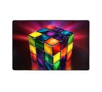 MMSJSBVY Magic Cube Tapis de sol puzzle en flanelle doux, antidérapant, absorbant, convient pour salon, chambre à coucher, bureau - Tapis de sol lavable - 152,4 x 99,1 cm