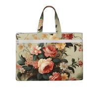 MMSJSBVY Math Quiz Sac à documents en toile élégant, grande capacité avec deux poches zippées pour les trajets et les études, Fleurs décoratives 1, Taille unique