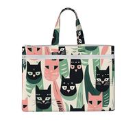 MMSJSBVY Math Quiz Sac à documents en toile élégant, grande capacité avec deux poches zippées pour les trajets et les études, Adorable chat de dessin animé, Taille unique