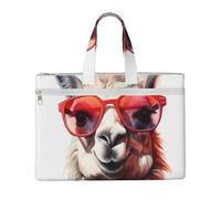 MMSJSBVY Math Quiz Sac à documents en toile élégant, grande capacité avec deux poches zippées pour les trajets et les études, Lama avec lunettes, Taille unique