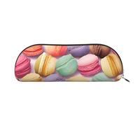 MMSJSBVY Miami Trousse à crayons en cuir - Organiseur demi-rond avec fermeture éclair pour stylos, cosmétiques et voyage, Pâtisseries aromatisées Macaron Biscuit, Taille unique, Cartable