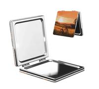 MMSJSBVY Miroir de poche portable de poche avec couverture en polyuréthane, double face, normal et grossissant