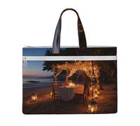 MMSJSBVY Musica Sac à documents en toile élégant avec deux poches zippées pour les trajets et les études Motif papillon, Dîner de, Taille unique
