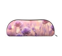 MMSJSBVY New York City Trousse à crayons en cuir - Organiseur demi-rond avec fermeture éclair pour stylos, cosmétiques et voyage, Fleur de lavande., Taille unique, Cartable