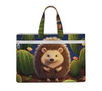 MMSJSBVY Otters In Love Sac à documents en toile élégant, grande capacité avec deux poches zippées pour les trajets et les études, Cactus hérisson, Taille unique