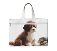 MMSJSBVY Otters In Love Sac à documents en toile élégant, grande capacité avec deux poches zippées pour les trajets et les études, Chien, Taille unique