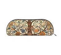 MMSJSBVY Otters in Love Trousse à crayons en cuir - Organiseur demi-rond avec fermeture éclair pour stylos, cosmétiques et voyage, Arbre de vie., Taille unique, Cartable