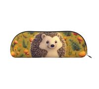 MMSJSBVY Otters in Love Trousse à crayons en cuir - Organiseur demi-rond avec fermeture éclair pour stylos, cosmétiques et voyage, Hérisson, Taille unique, Cartable