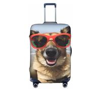 MMSJSBVY Paradise Beach Palm Trees Housse de bagage élastique résistante à la poussière et aux rayures pour bagages de 45,7 à 81,3 cm, Chien avec lunettes Ocean Beach, L