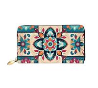 MMSJSBVY Portefeuille de dressage pour femme en cuir avec fermeture éclair, Motif à carreaux arabes indiens, Taille unique