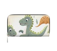 MMSJSBVY Portefeuille long en cuir avec fermeture éclair et emplacements pour cartes pour femme Motif chiot berger allemand, Dinosaure de dessin animé., Taille unique