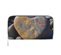 MMSJSBVY Portefeuille long en cuir avec fermeture éclair et fentes pour cartes - Musée du Louvre à Paris - Pour femme, Pierre en forme de cœur., Taille unique