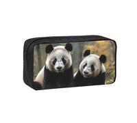 MMSJSBVY Positano Trousse à crayons de grande capacité en tissu Oxford avec fermeture éclair lisse pour l'école, le bureau, les voyages, Deux grands pandas., Taille unique, Trousse de beauté