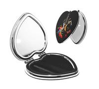 MMSJSBVY Rock Music Miroir de poche portable pliable avec coque en polyuréthane, double face, normal et grossissant
