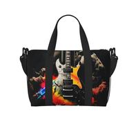 MMSJSBVY Romantique Roses Sac fourre-tout de voyage unisexe, résistant à l'eau, sac de gym de fin de semaine, grande capacité réglable bandoulière sac de voyage, Musique rock, Taille unique