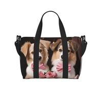 MMSJSBVY Romantique Roses Sac fourre-tout de voyage unisexe, résistant à l'eau, sac de gym de fin de semaine, grande capacité réglable bandoulière sac de voyage, Couple d'amour romantique pour chien