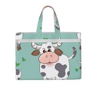 MMSJSBVY Sac à documents élégant en toile avec cloches de Noël, grande capacité avec deux poches zippées pour les trajets et les études, Jolie vache., Taille unique