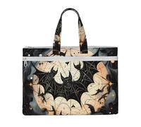 MMSJSBVY Sac à documents élégant en toile avec deux poches à fermeture éclair pour les trajets et les études Motif chiens labrador, Chauve-souris volante pour Halloween, Taille unique