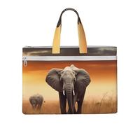 MMSJSBVY Sac à documents en toile avec motif Père Noël élégant, grande capacité avec deux poches zippées pour les trajets et les études, Éléphant sauvage mignon, Taille unique