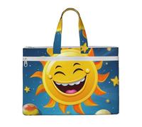 MMSJSBVY Sac à documents en toile avec motif Père Noël élégant, grande capacité avec deux poches zippées pour les trajets et les études, Cartoon Sun, Taille unique