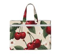 MMSJSBVY Sac à documents en toile élégant avec balançoire et arbre d'automne - Grande capacité - Avec deux poches zippées pour les trajets et les études, Motif cerise rouge, Taille unique