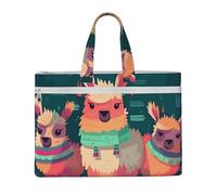 MMSJSBVY Sac à documents en toile élégant avec balançoire et arbre d'automne - Grande capacité - Avec deux poches zippées pour les trajets et les études, Adorable lama., Taille unique