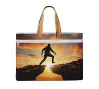 MMSJSBVY Sac à documents en toile élégant avec balançoire et arbre d'automne - Grande capacité - Avec deux poches zippées pour les trajets et les études, Rock Jump, Taille unique