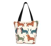 MMSJSBVY Sac à main Angel Wing pour femme, sac fourre-tout de grande capacité, adapté pour le shopping, la plage et le fitness, Chiens Teckel mignons, Taille unique