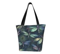 MMSJSBVY Sac à main pour femme avec visages de bouledogue anglais, sac fourre-tout de grande capacité, adapté pour le shopping, les voyages à la plage et le fitness, Motif libellule., Taille unique