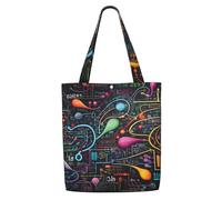 MMSJSBVY Sac fourre-tout en toile avec motif floral décoratif, sac fourre-tout léger en polyester, sac à main réutilisable pour le travail, l'école et l'épicerie, Mathématiques et physique, Taille