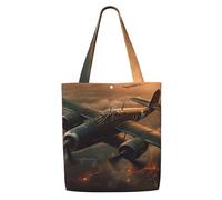 MMSJSBVY Sac fourre-tout réaliste en toile avec motif floral de cerisier - Sac fourre-tout léger en polyester - Sac à main réutilisable pour le travail, l'école et l'épicerie, Avions de guerre