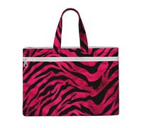 MMSJSBVY Seaside Town Sac à documents en toile élégant, grande capacité avec deux poches zippées pour les trajets et les études, Zèbre Tigre Léopard Rose, Taille unique