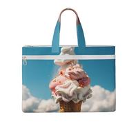 MMSJSBVY Seaside Town Sac à documents en toile élégant, grande capacité avec deux poches zippées pour les trajets et les études, Crème glacée nuageuse, Taille unique