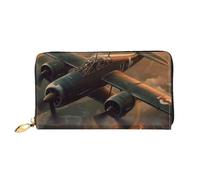 MMSJSBVY Shark in The Sea Portefeuille en cuir avec fermeture éclair pour femme, Avions de guerre mondiale, Taille unique