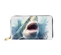 MMSJSBVY Shark in The Sea Portefeuille en cuir avec fermeture éclair pour femme, Requin dans la mer, Taille unique