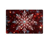 MMSJSBVY Tapis de sol de Noël en flanelle avec flocons de neige, doux, antidérapant, absorbant, convient pour salon, chambre à coucher, bureau, lavable, 152,4 x 99,1 cm