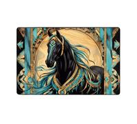 MMSJSBVY Tapis de sol en flanelle à mémoire de forme, doux, antidérapant, absorbant, convient pour salon, chambre à coucher, bureau, motif cheval, 152,4 x 99,1 cm, lavable