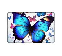 MMSJSBVY Tapis de sol en flanelle à mémoire de forme, doux, antidérapant, absorbant, pour salon, chambre à coucher, bureau, motif papillon coloré, 152,4 x 99,1 cm, lavable