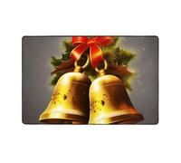 MMSJSBVY Tapis de sol en flanelle avec cloches de Noël, 152,4 x 99,1 cm, doux, antidérapant, absorbant, convient pour salon, chambre à coucher, bureau, tapis de sol lavable