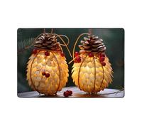 MMSJSBVY Tapis de sol en flanelle avec lumières de Noël - 152,4 x 99,1 cm - Tapis en mousse à mémoire de forme doux, antidérapant et absorbant - Convient pour salon, chambre à coucher, bureau