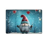 MMSJSBVY Tapis de sol en flanelle avec motif de nain de Noël traditionnel, doux, antidérapant, absorbant, convient pour salon, chambre à coucher, bureau, lavable, 152,4 x 99,1 cm