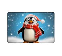 MMSJSBVY Tapis de sol en flanelle avec motif pingouin de Noël, doux, antidérapant, absorbant, pour salon, chambre à coucher, bureau, lavable, 152,4 x 99,1 cm