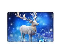 MMSJSBVY Tapis de sol en flanelle avec motif renne de Noël, doux, antidérapant, absorbant, pour salon, chambre à coucher, bureau, lavable, 152,4 x 99,1 cm