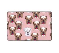 MMSJSBVY Tapis de sol en flanelle doux, antidérapant, absorbant et lavable en forme de visages de bouledogue anglais, 152,4 x 99,1 cm, convient pour salon/chambre/bureau
