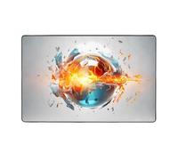 MMSJSBVY Tapis de sol en flanelle doux, antidérapant et absorbant en mousse à mémoire de forme, convient pour salon, chambre à coucher, bureau, motif flammes et gouttes d'eau, 152,4 x 99,1 cm, lavable